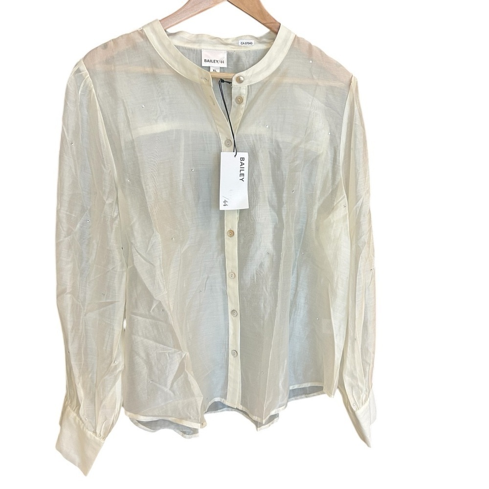 Bailey 44 (Revolve) NWT XL Sheer Blouse with Diamond tiny embellishments